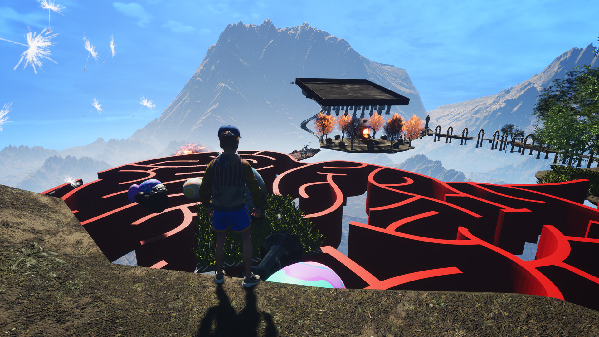 遊戲中懸浮在高空的奇幻場景