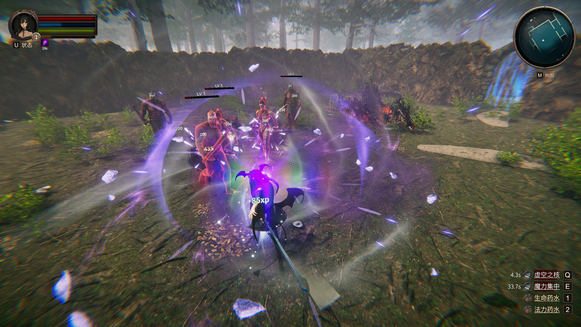 遊戲中爽快的砍殺戰鬥畫面