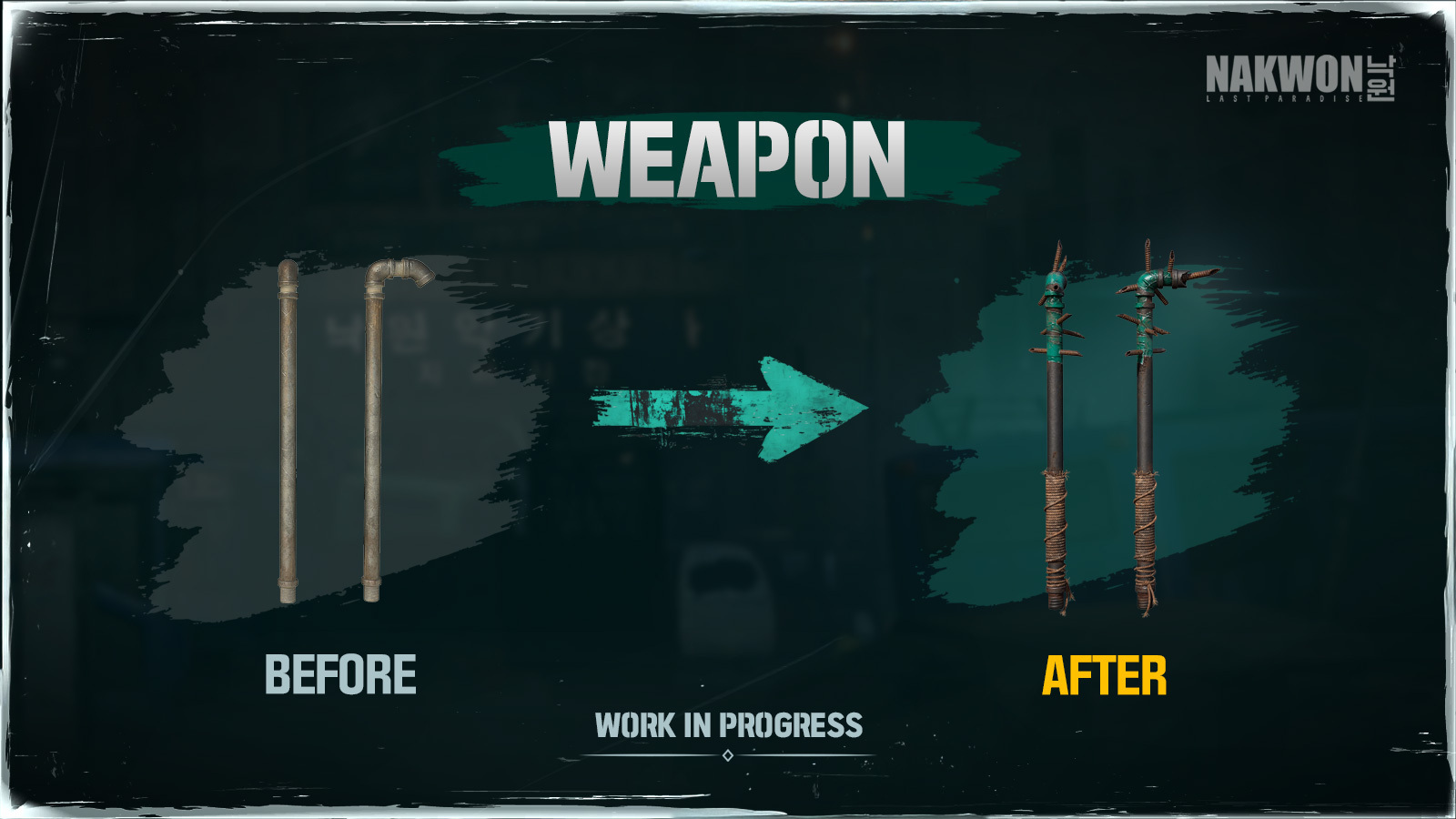 在木棍上加裝刀刃進行改造。