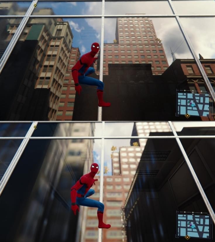 開啟光追後的玻璃反射效果差異明顯