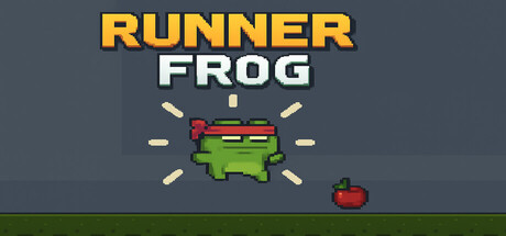 跑者青蛙 (Runner Frog) 遊戲主視覺圖，一隻綠色青蛙正在奔跑。
