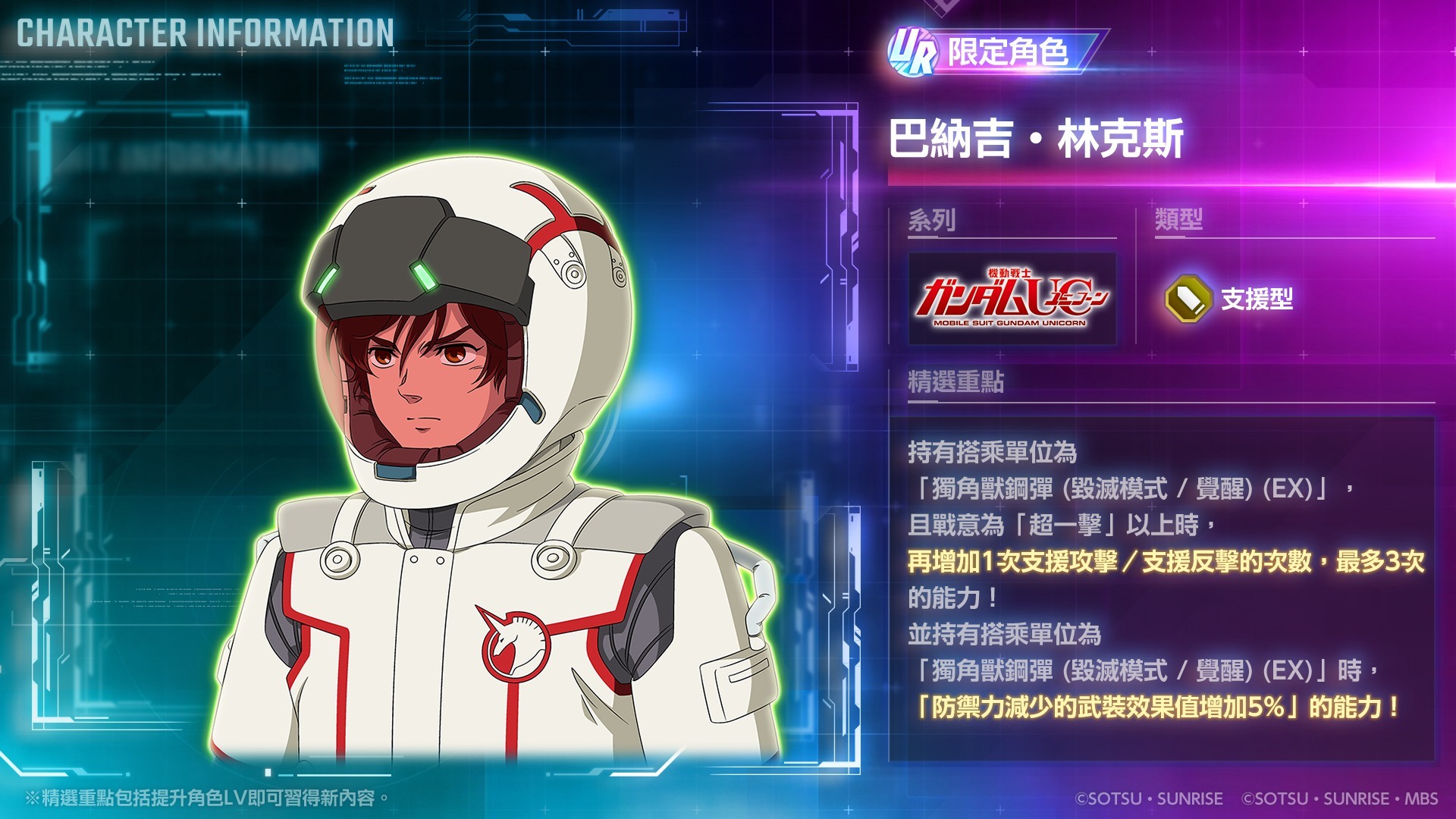 遊戲中駕駛員巴納吉・林克斯的圖像