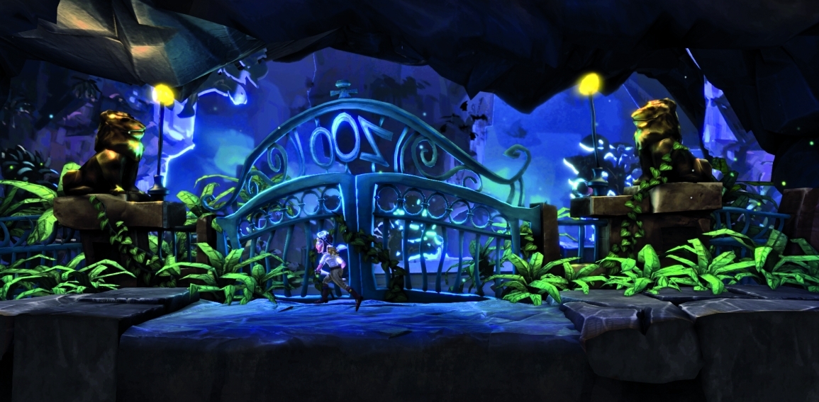 三位角色站在洞窟入口處