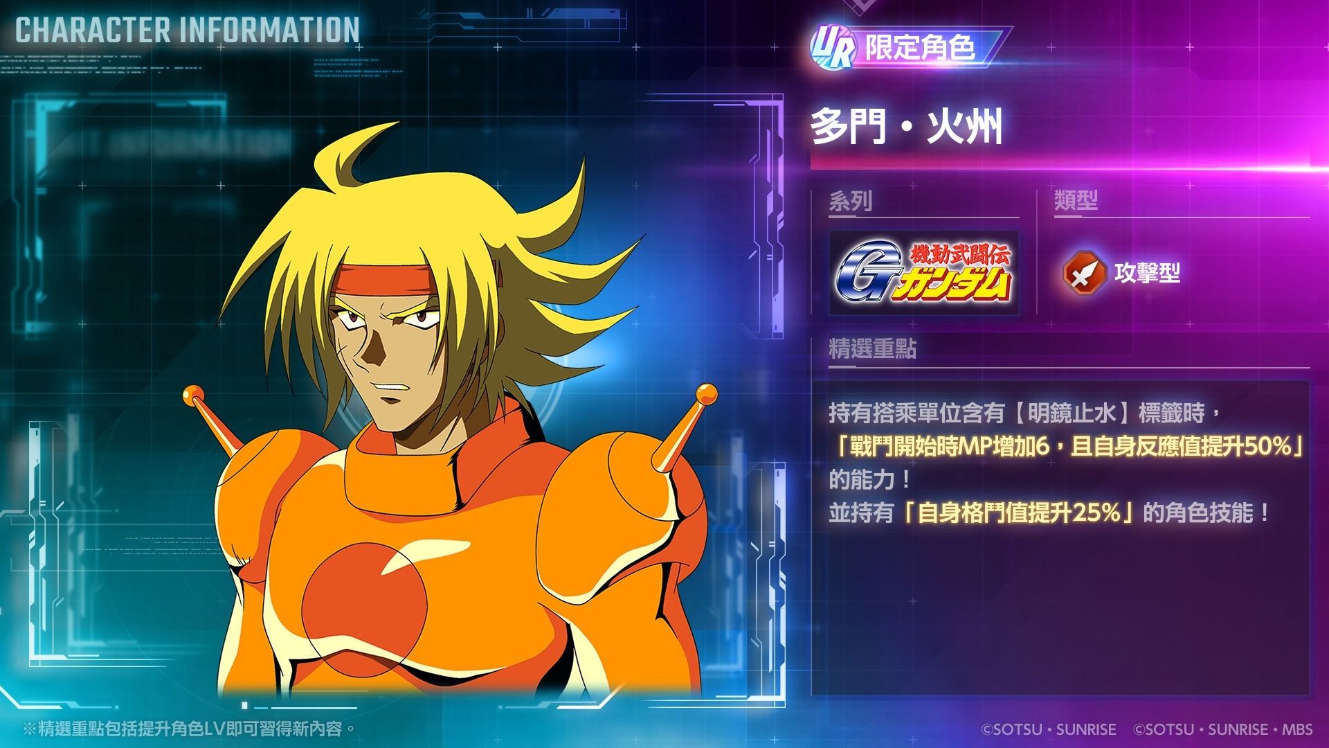 遊戲中駕駛員多門・火州的圖像