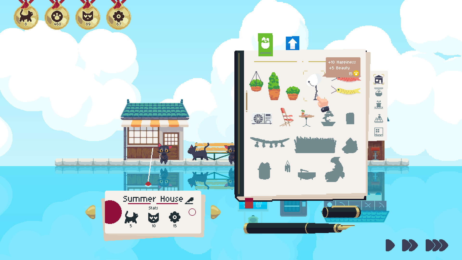 玩家可以佈置各種裝飾品，讓小島更具特色。