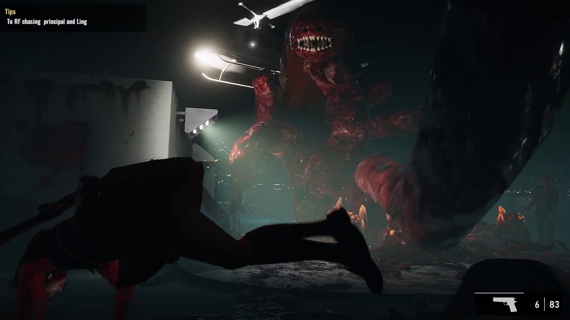 昏暗的場景中潛藏著未知的危險。