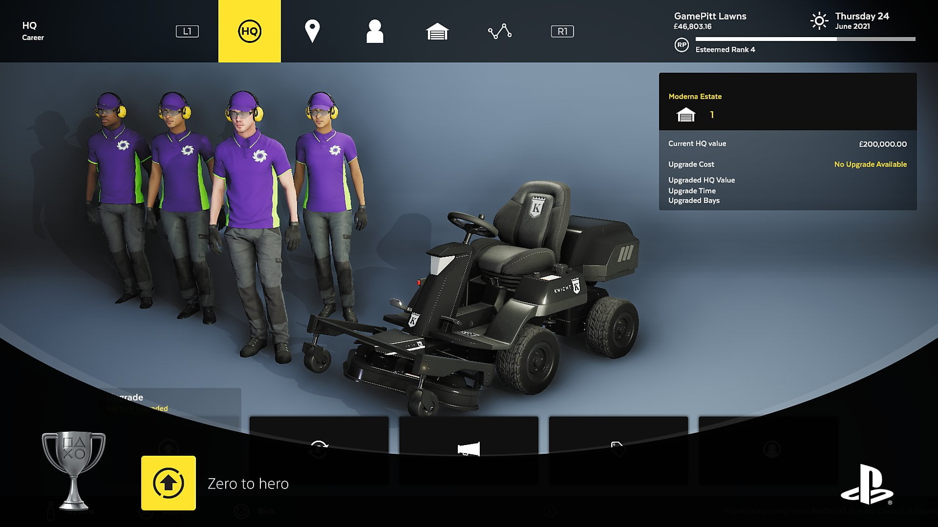 玩家可以雇用團隊，擴展自己的割草事業