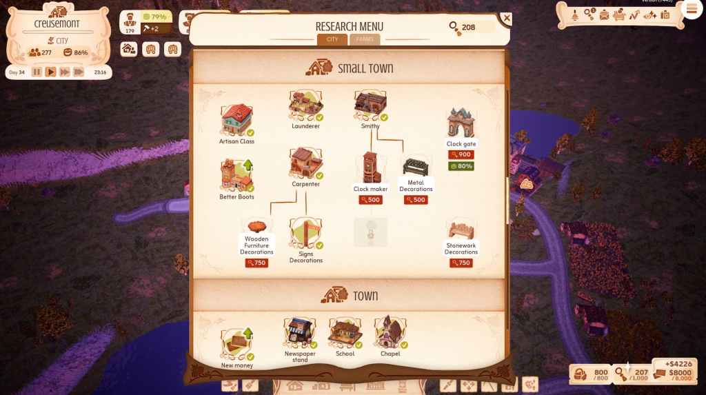 透過研究系統,玩家可以解鎖更多建築與功能。