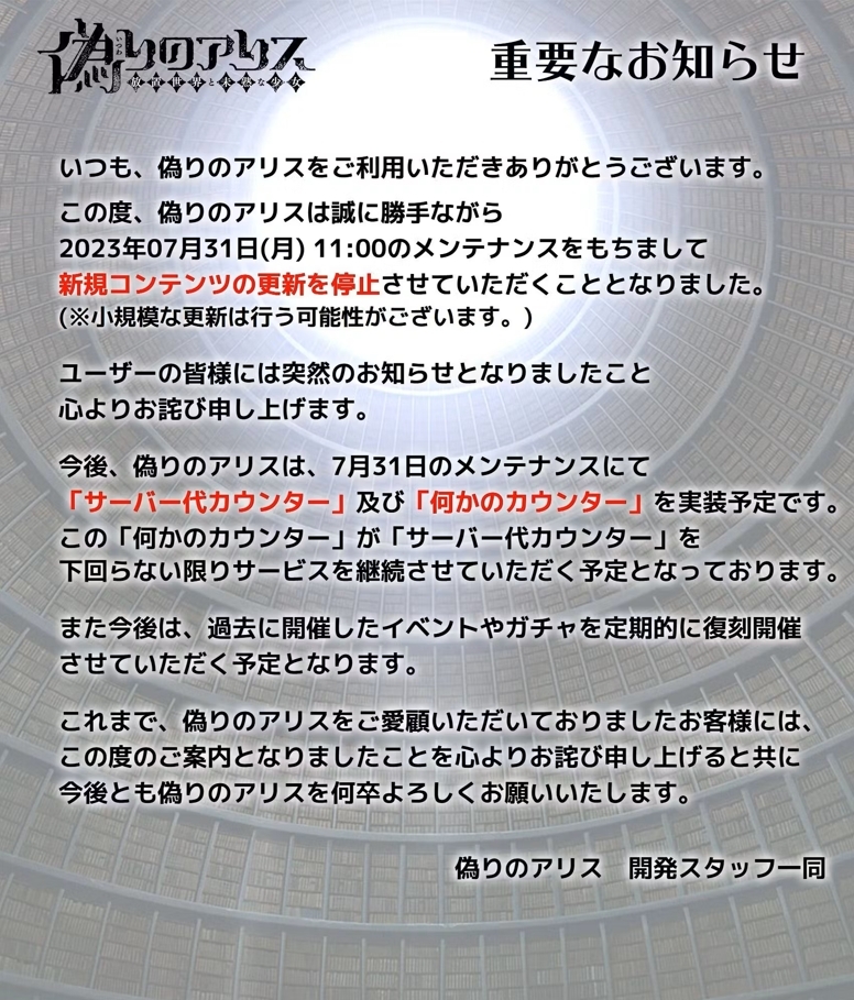 《虛偽愛麗絲》遊戲角色背景