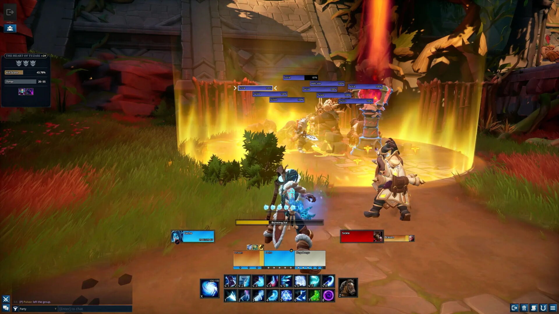 隊伍成員各司其職，共同對抗巨大的地下城首領。