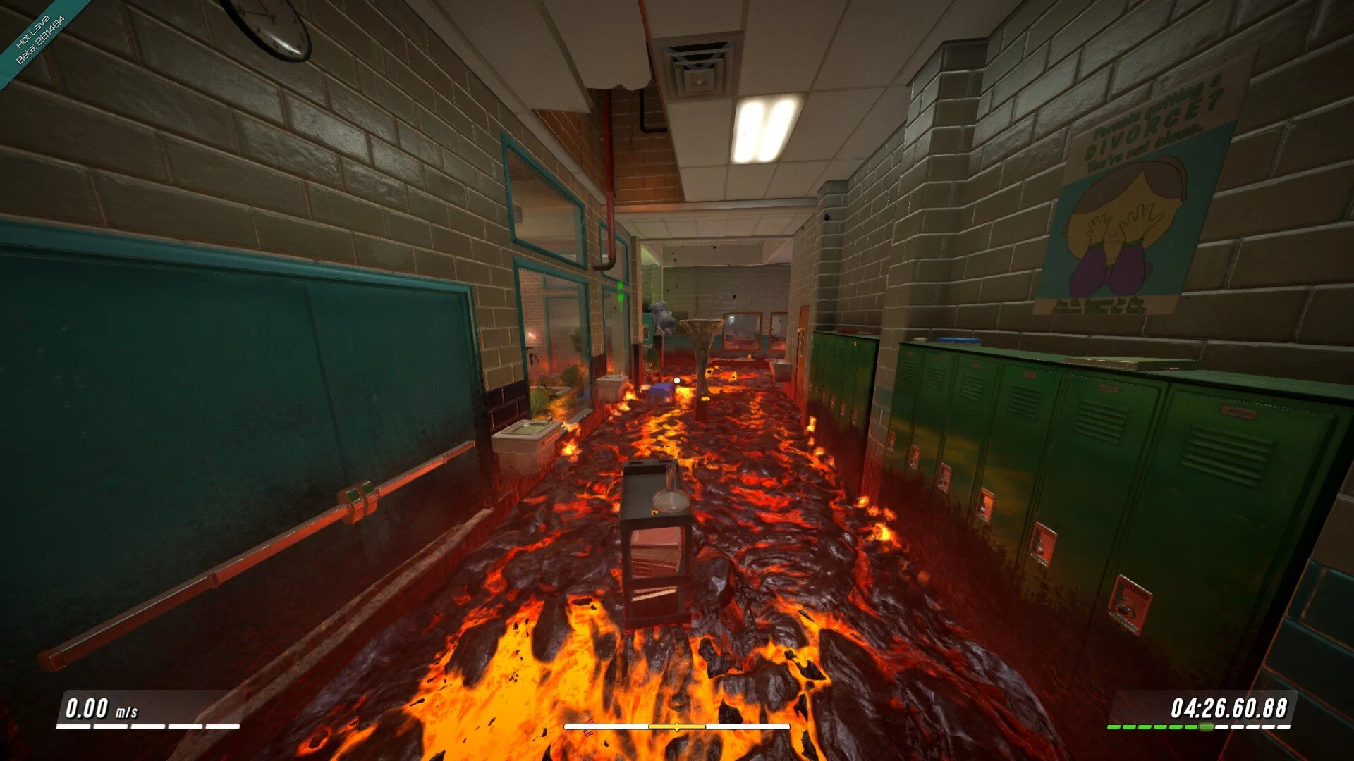 遊戲場景充滿懷舊感，將平凡的校園走廊變成刺激的挑戰。