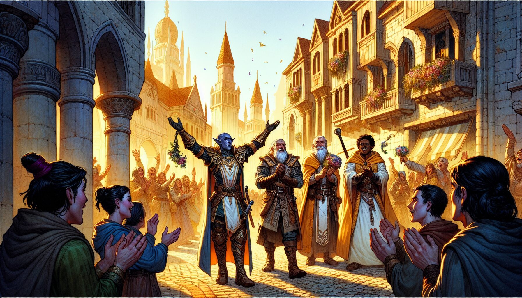 勇者一行人凱旋歸來,動畫第一話經典場景