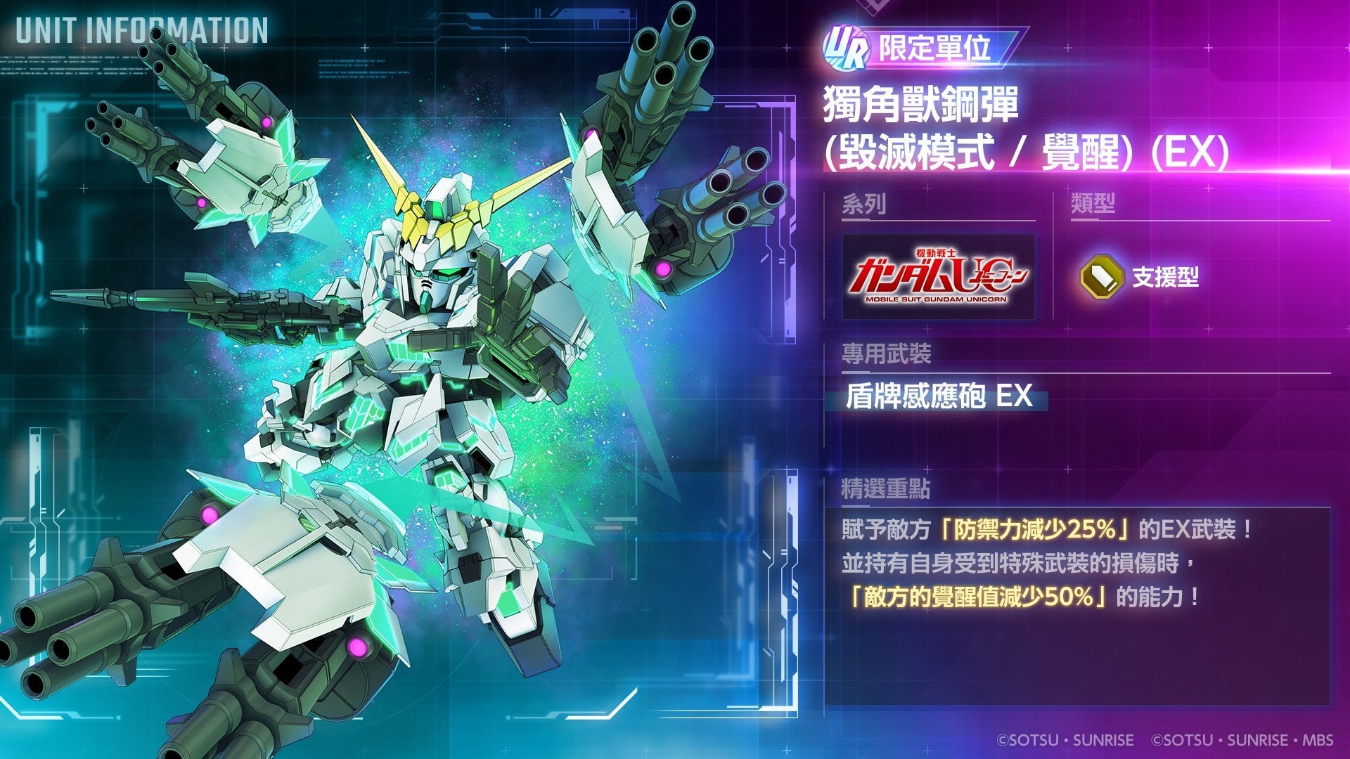 《SD 鋼彈 G 世代 永恆》半週年盛典 三大 UR EX 機體「獨角獸鋼彈」「神威鋼彈」「鋼彈 F91」正式登場