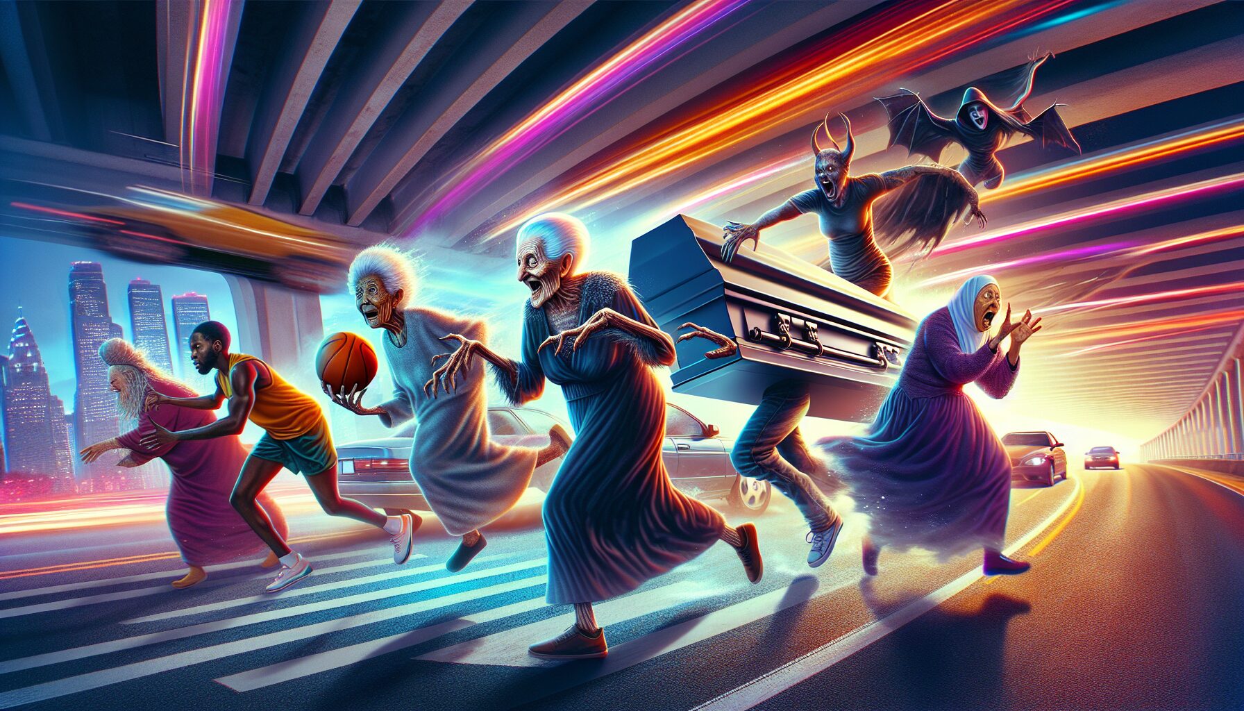 動漫改編高速婆婆奔跑高速道路畫面