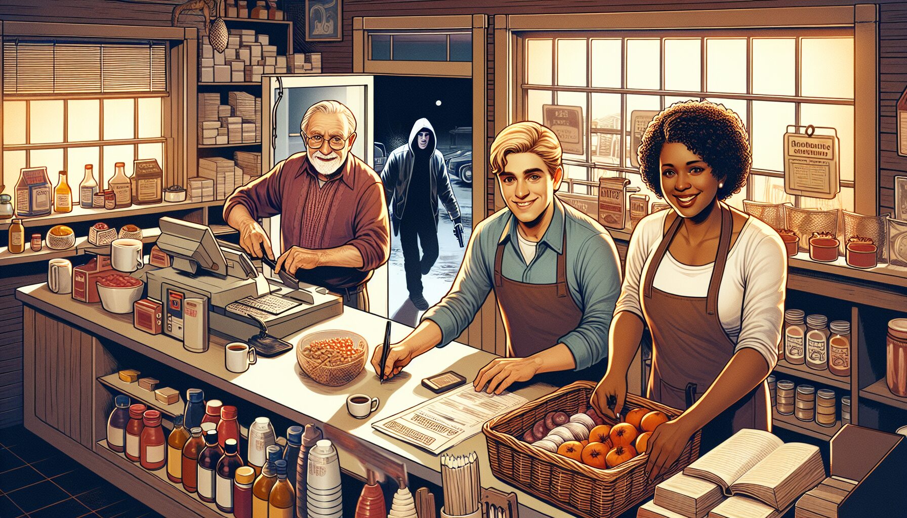 坂本等主要角色於商店內搞笑互動