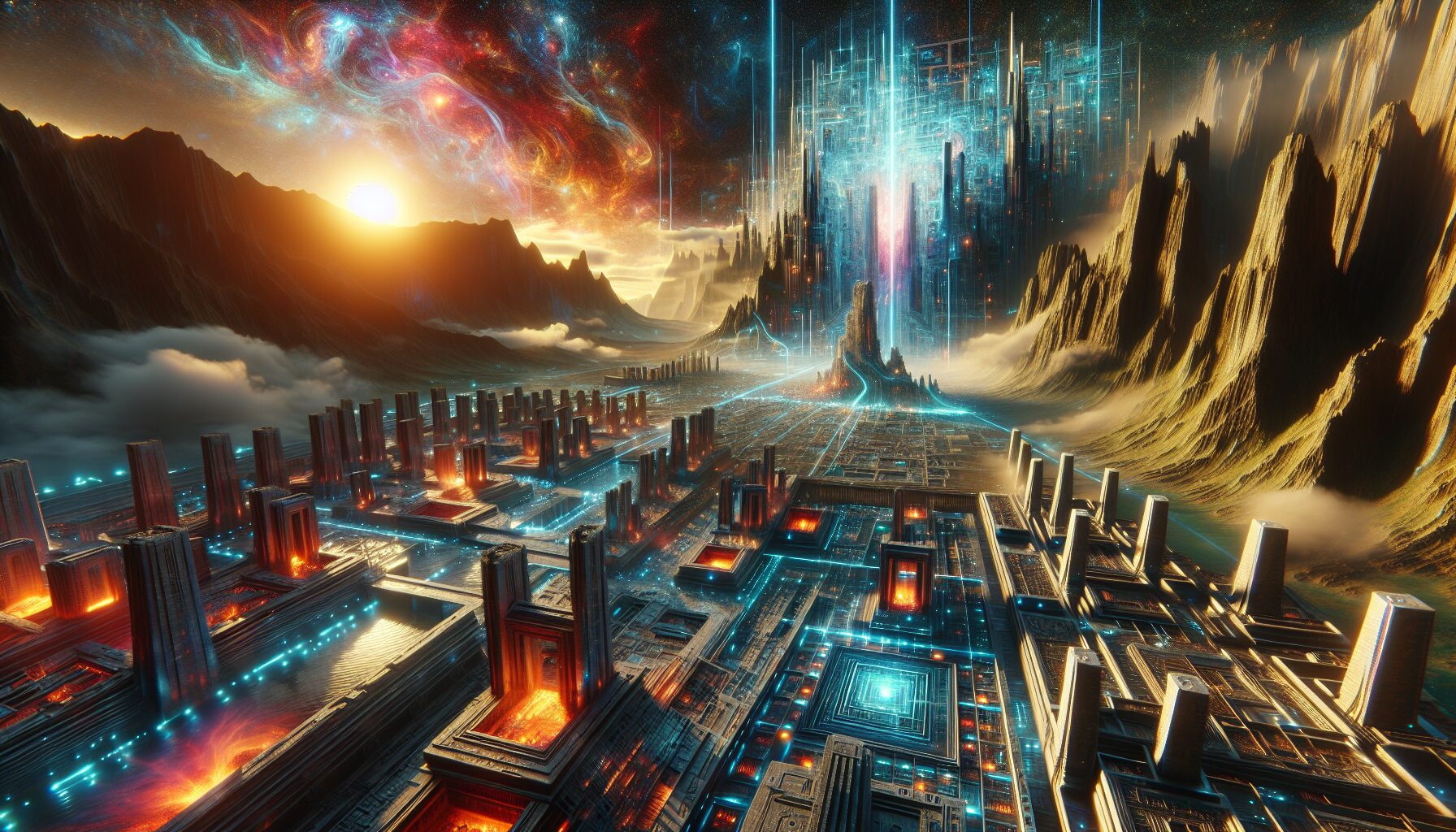 遊戲內的龐大世界觀展示，角色進行遺跡探索