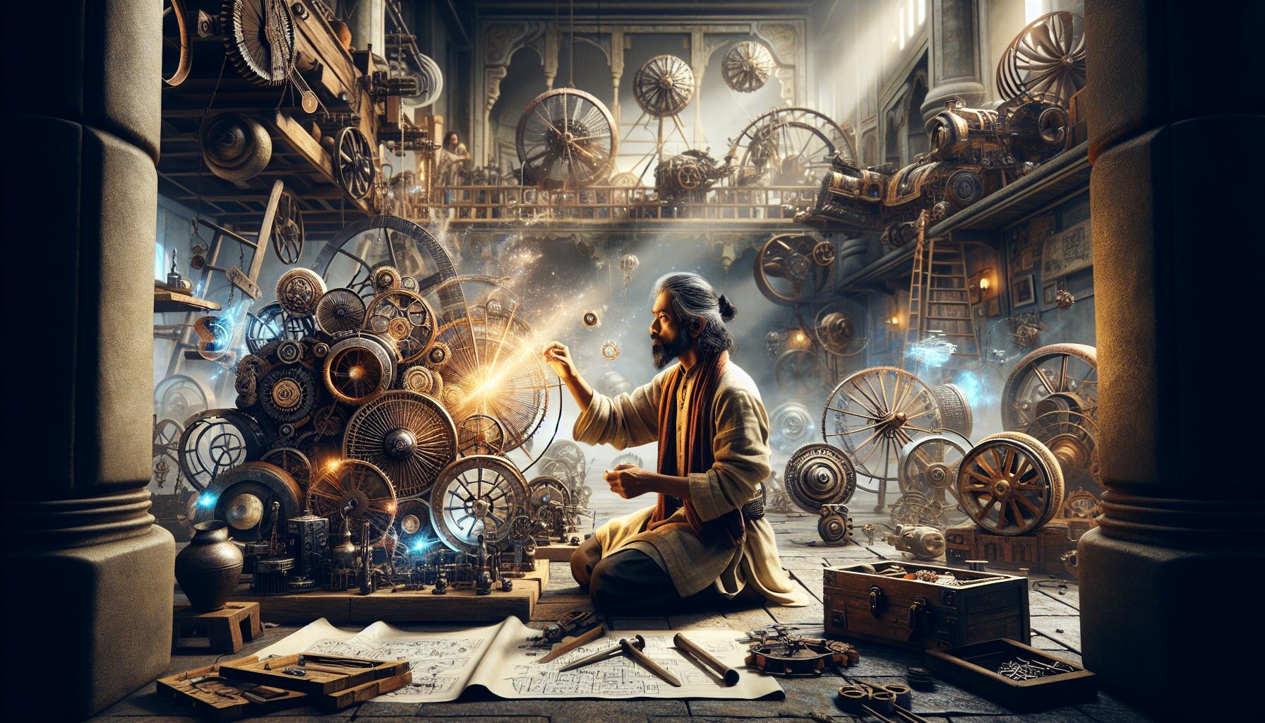 林克使用究極手操控與組裝載具示意