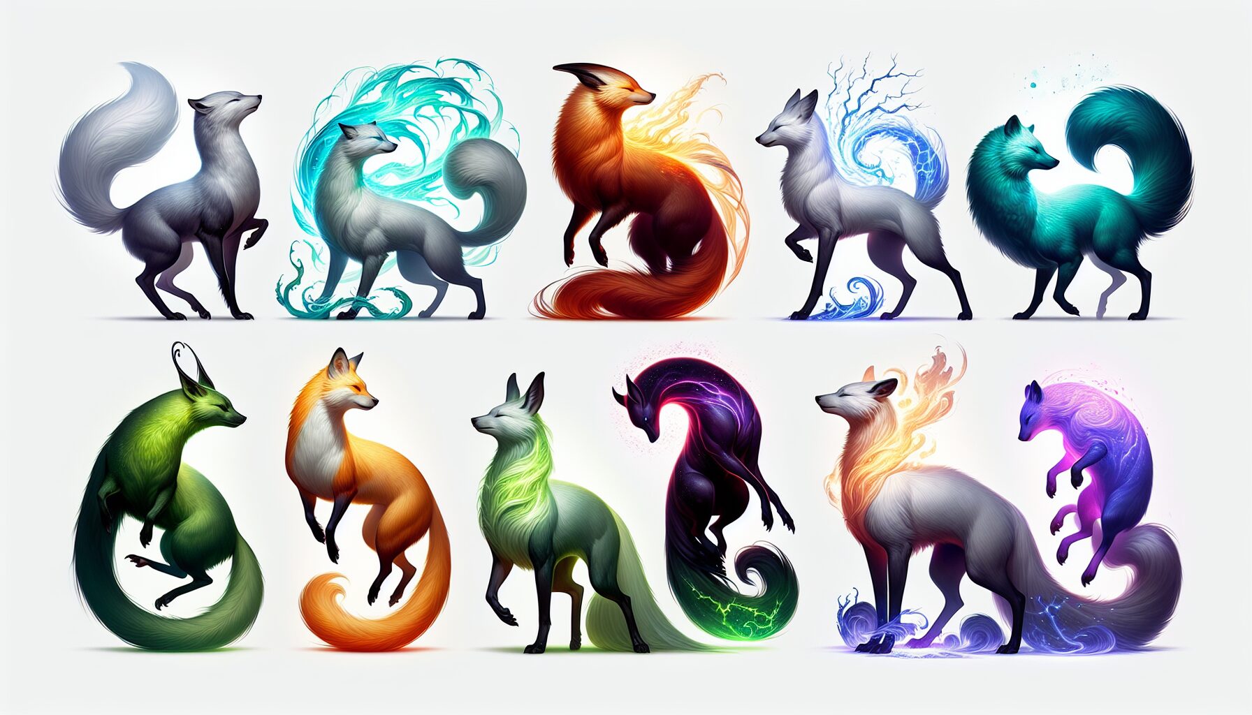 伊布進化成多種形態，分別展示限定招式特效