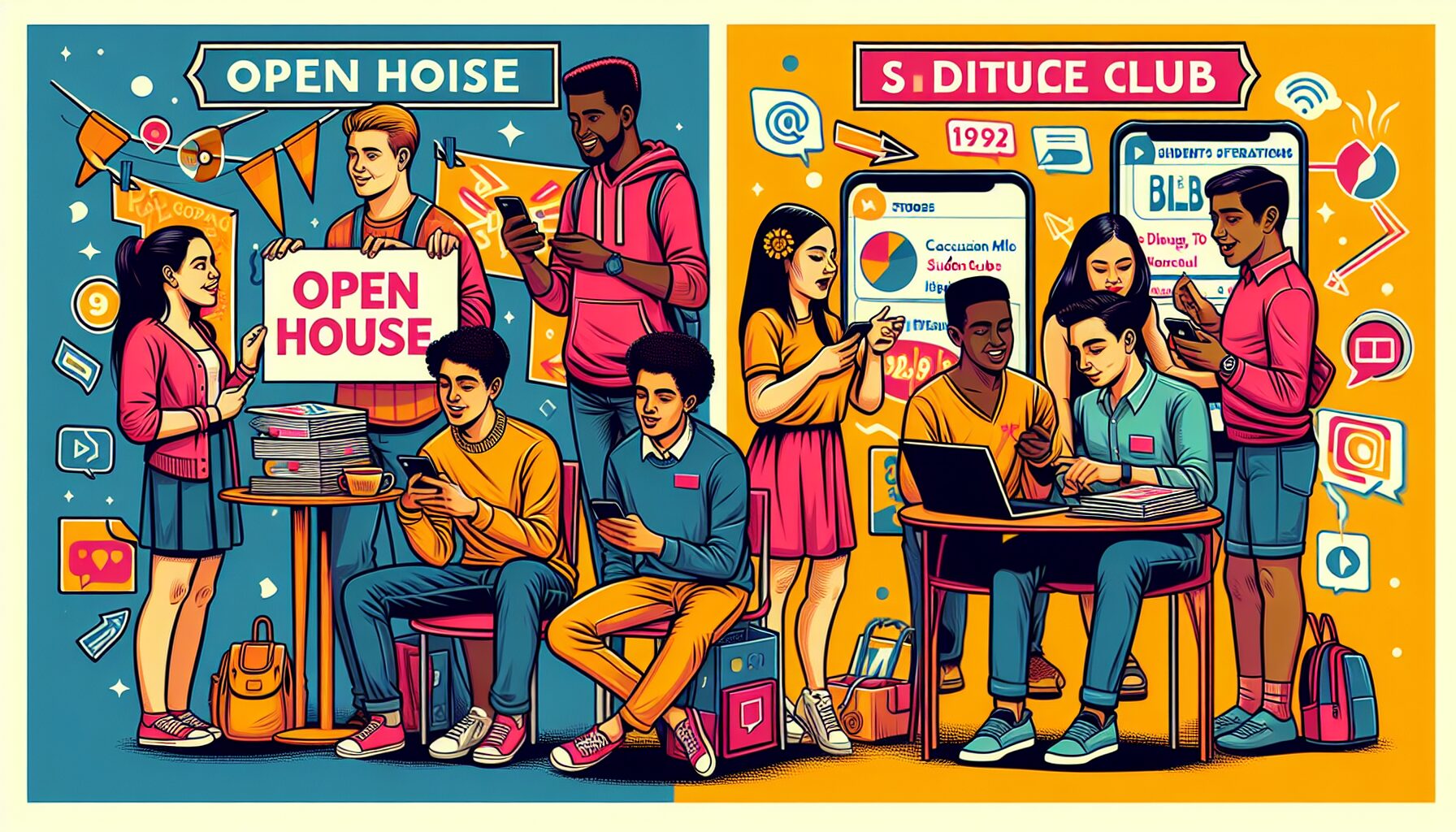 Instagram與Dcard等數位平台社團專頁截圖,展示數位時代社團宣傳變革