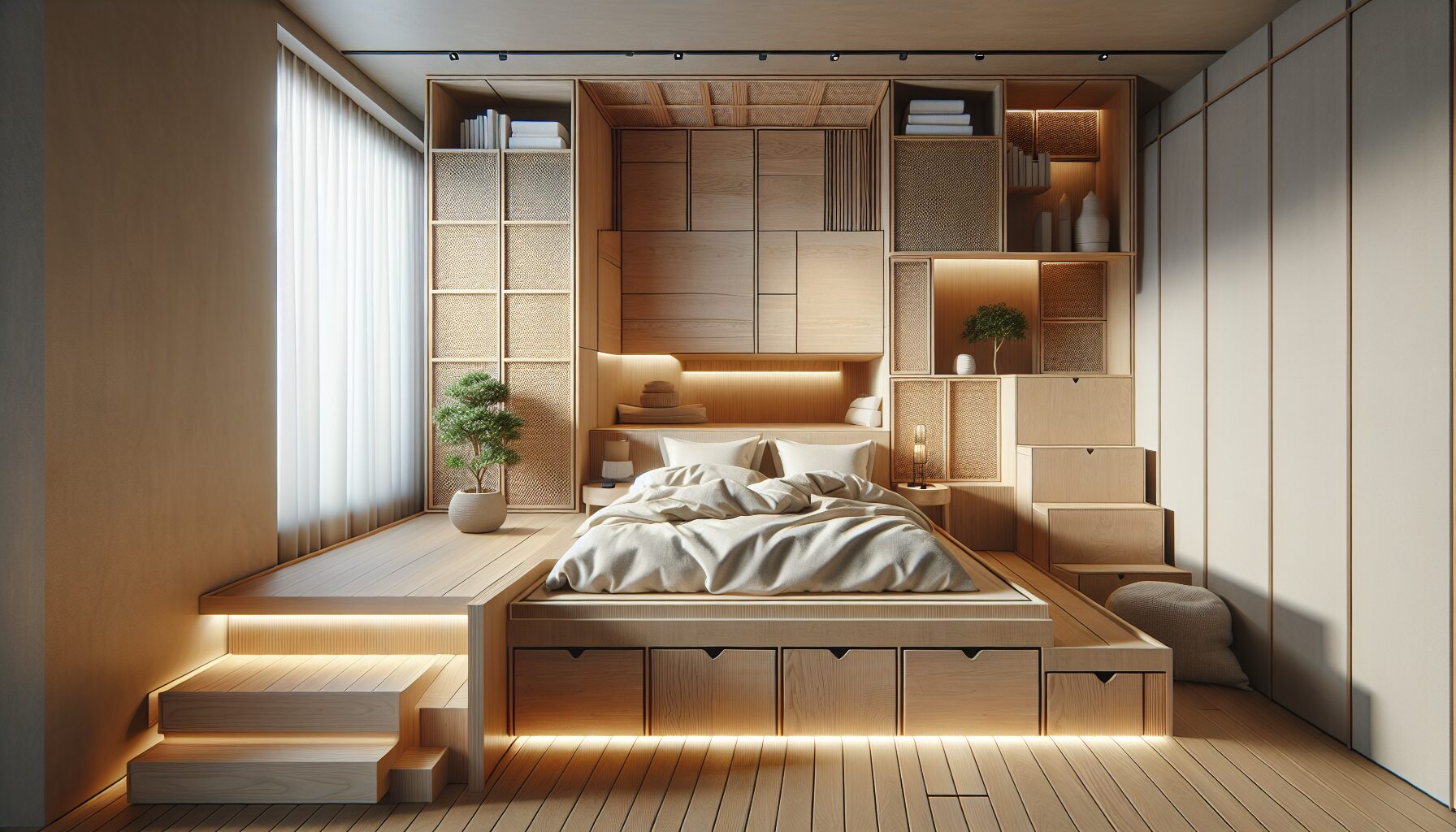 全屋定制地台床與多功能儲物設計