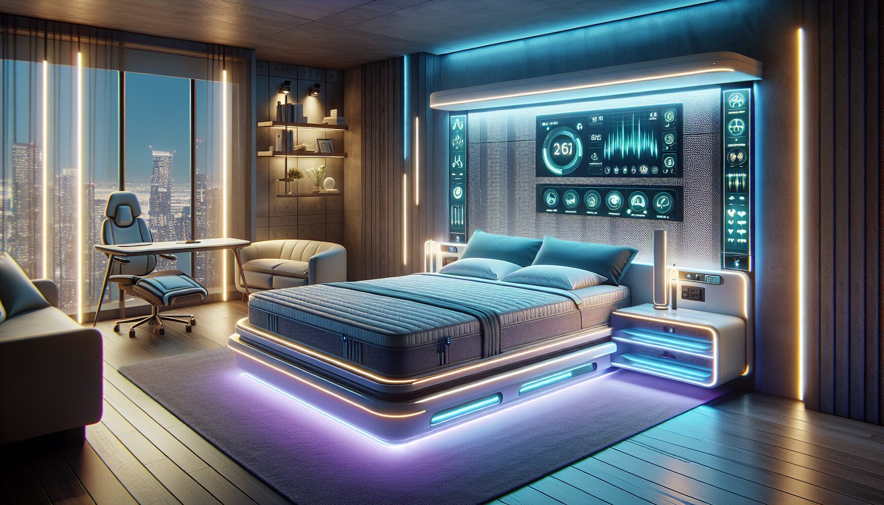 智能床電動調整與APP數據監測介面