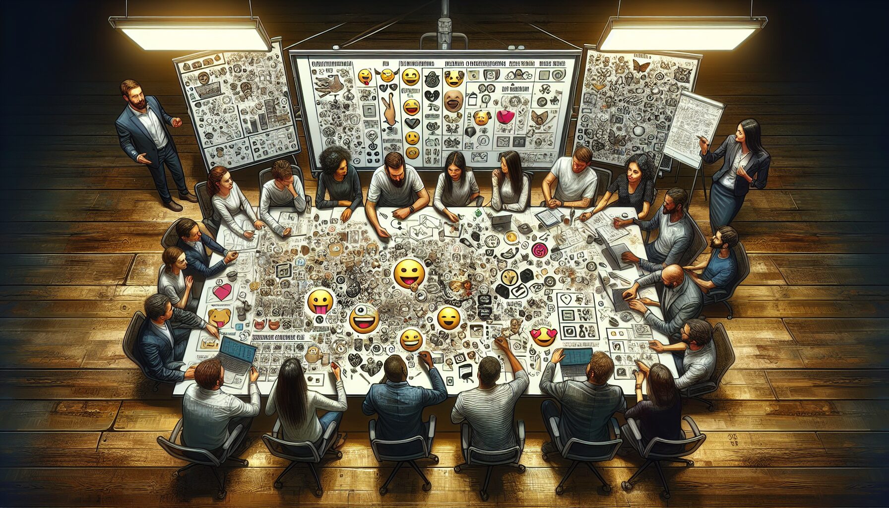 Jennifer Daniel 與設計團隊，討論 Emoji Kitchen 的創意理念。