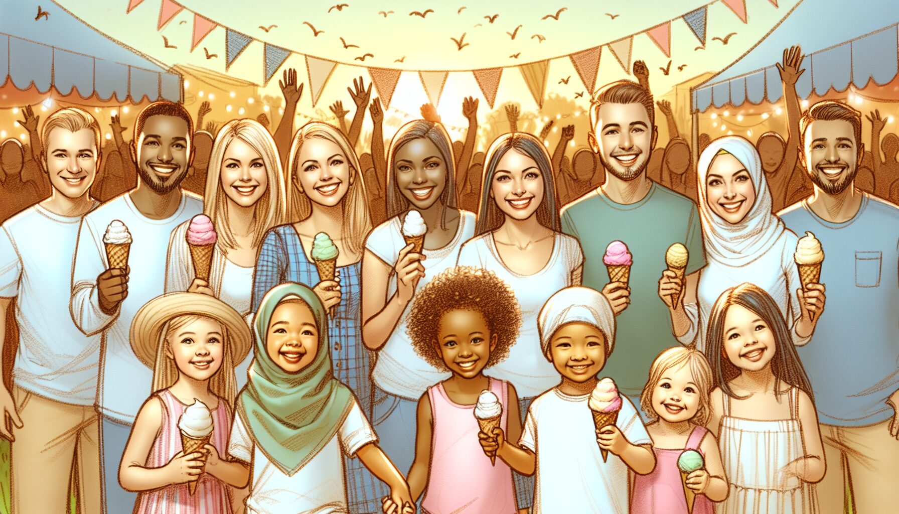 天藍、粉紅到橘黃等色澤的冰淇淋球展示,未來視覺美學將更趨自然。