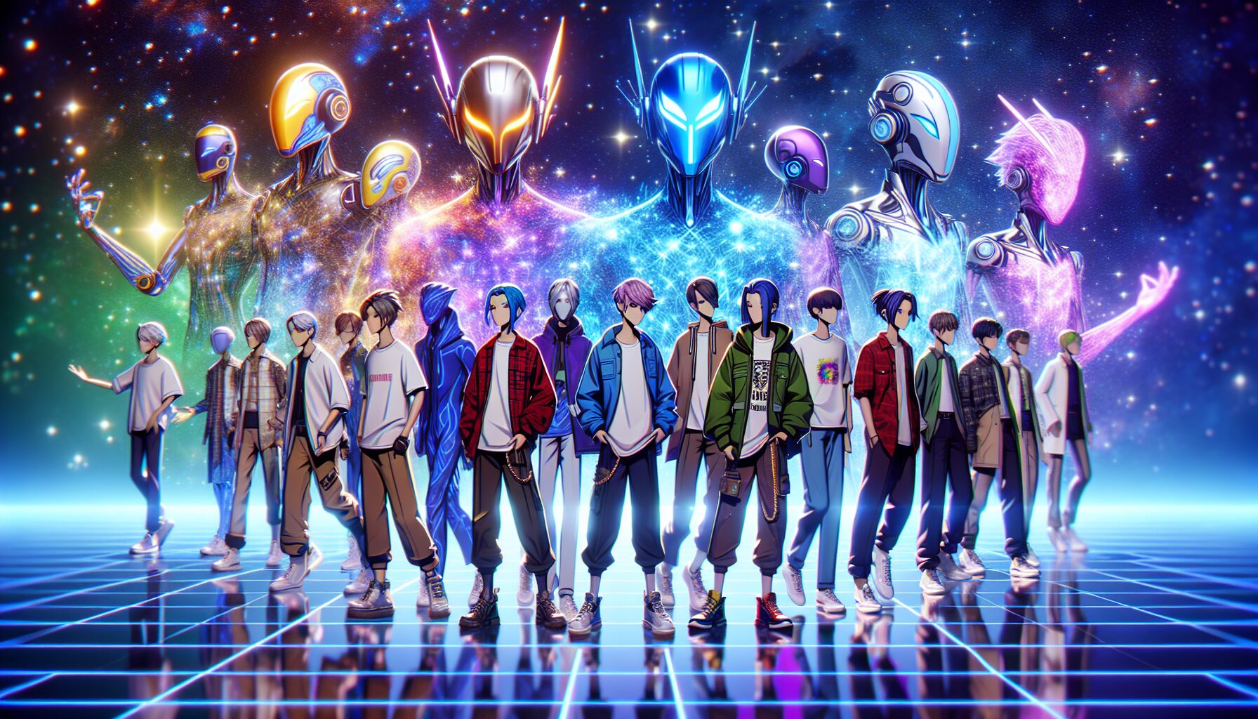 子午計畫幾位招牌VTuber集合照,展現團隊多元藝人風采