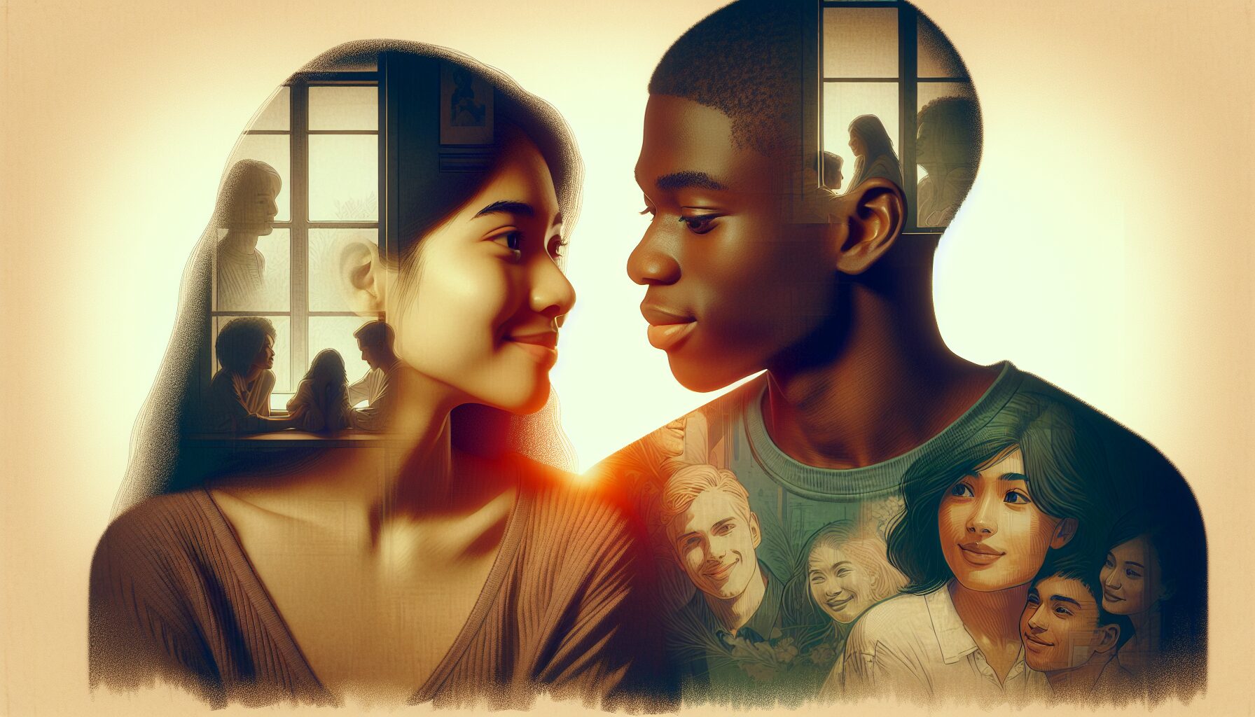 溫馨日常場景,戀人一同看書喝茶,彰顯細水長流的愛情