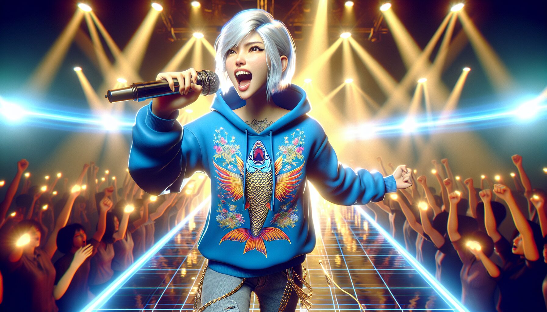 Gawr Gura 初配信直播截圖，經典「a」聲爆紅