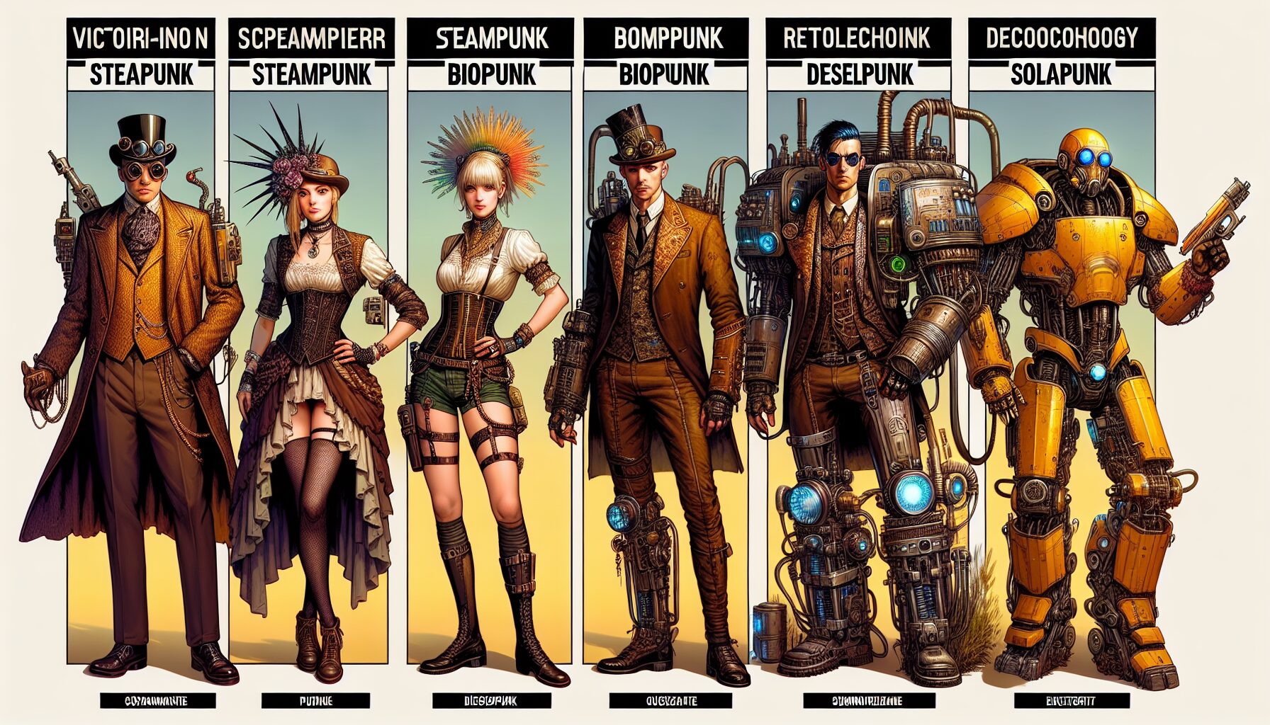 賽博龐克衍生類型——蒸汽龐克與太陽龐克的視覺對比