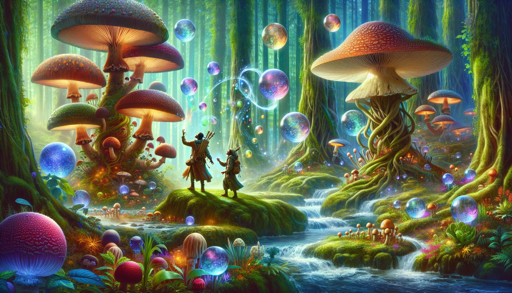 宏偉森林與巨型蘑菇構成的奇境章節截圖