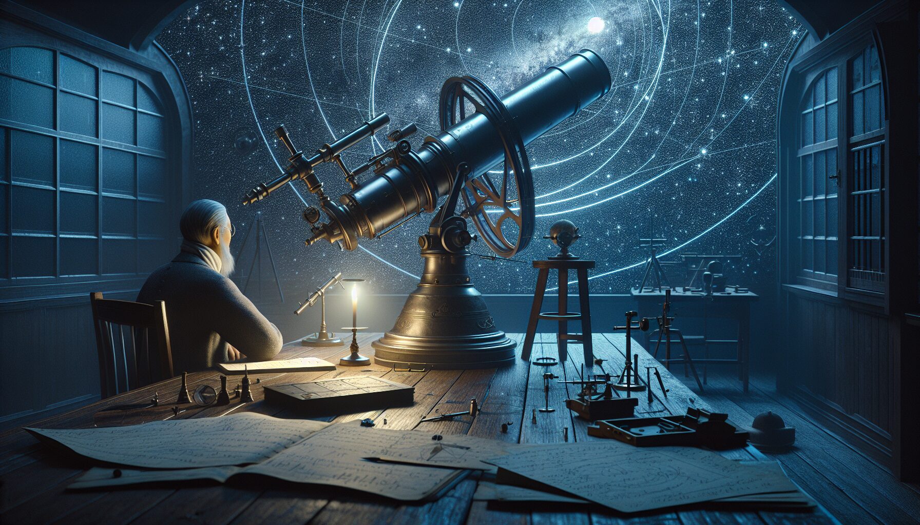 恆星視差示意與1838年白塞觀測結果紀錄