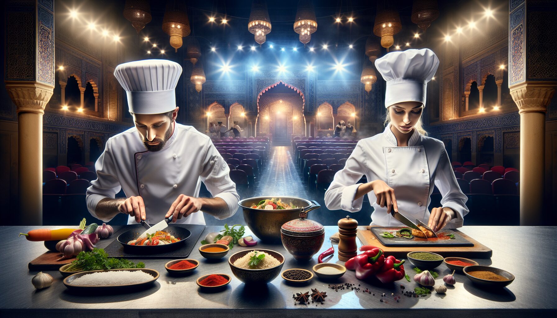 黑暗料理界標誌性角色與徹底擬人化的廚師對戰場面，視覺展現料理武林的緊張氛圍。