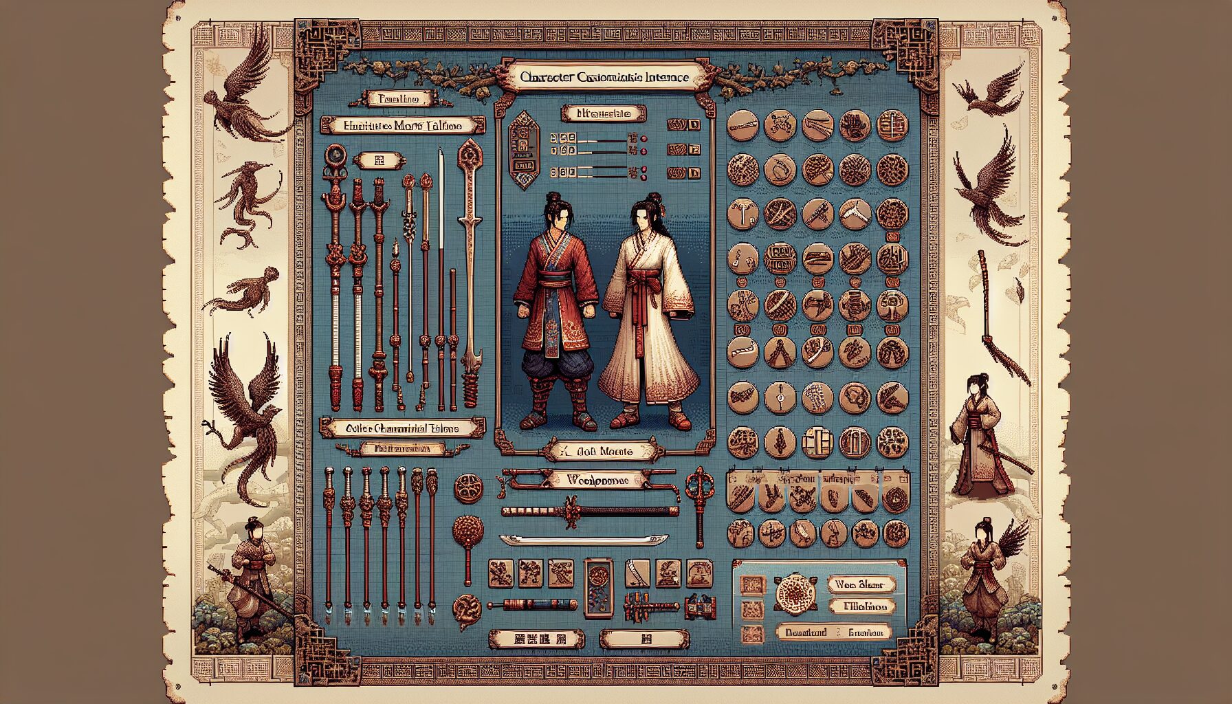 大俠立志傳角色創建與屬性選單畫面