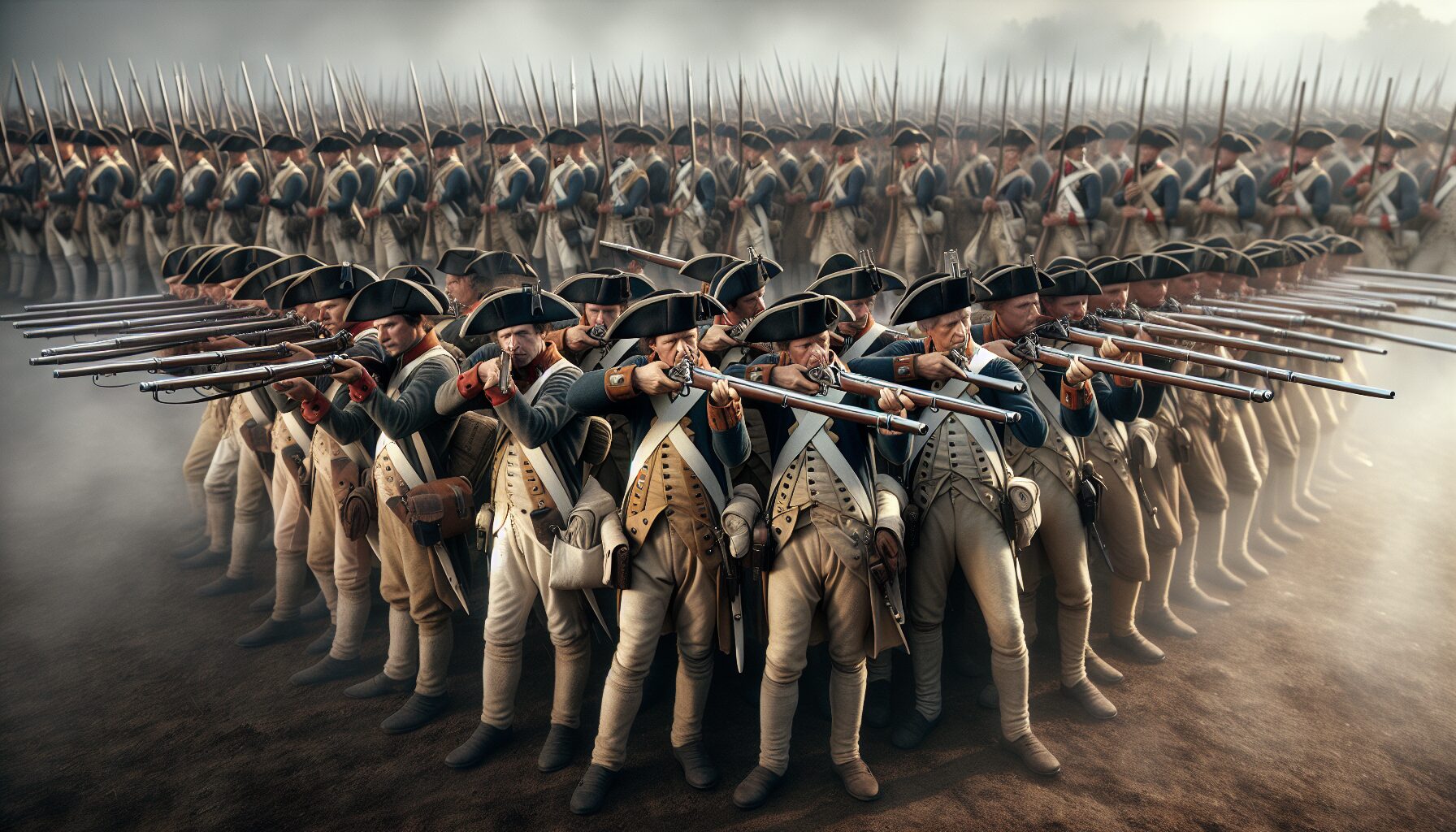 拿破崙時代的法國步兵橫隊與散兵線並進，重現18-19世紀歐洲戰場主要作戰陣型