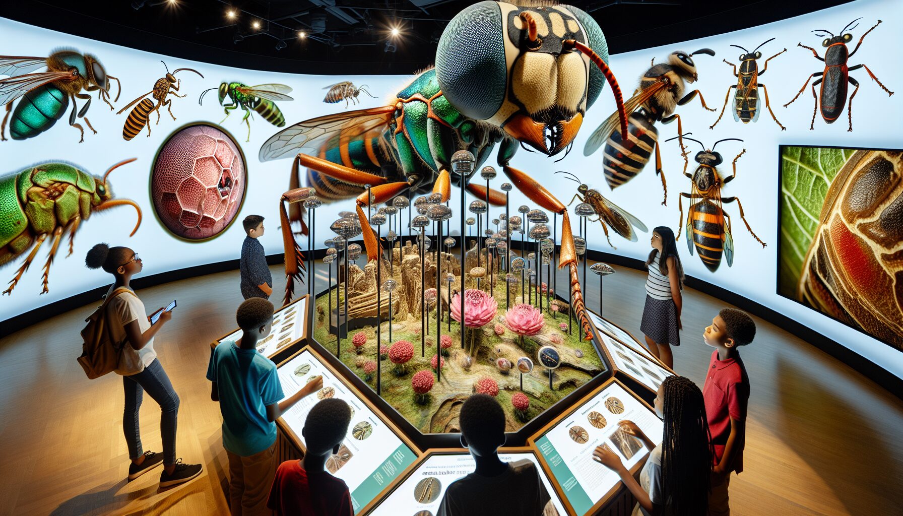 昆蟲特展中展出的昆蟲標本與互動裝置