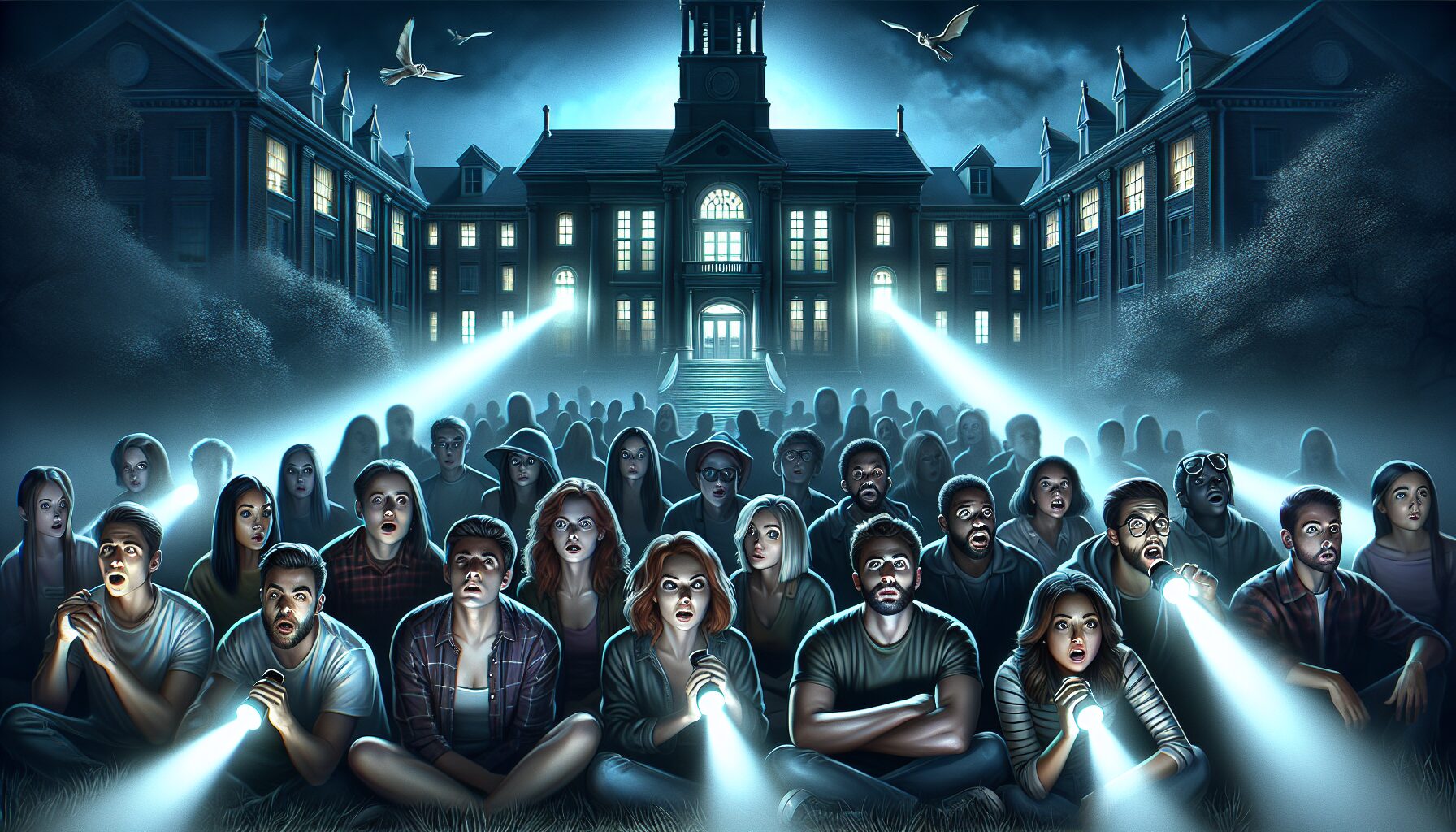 女鬼橋第一集電影拍攝現場，年輕學生角色試膽直播