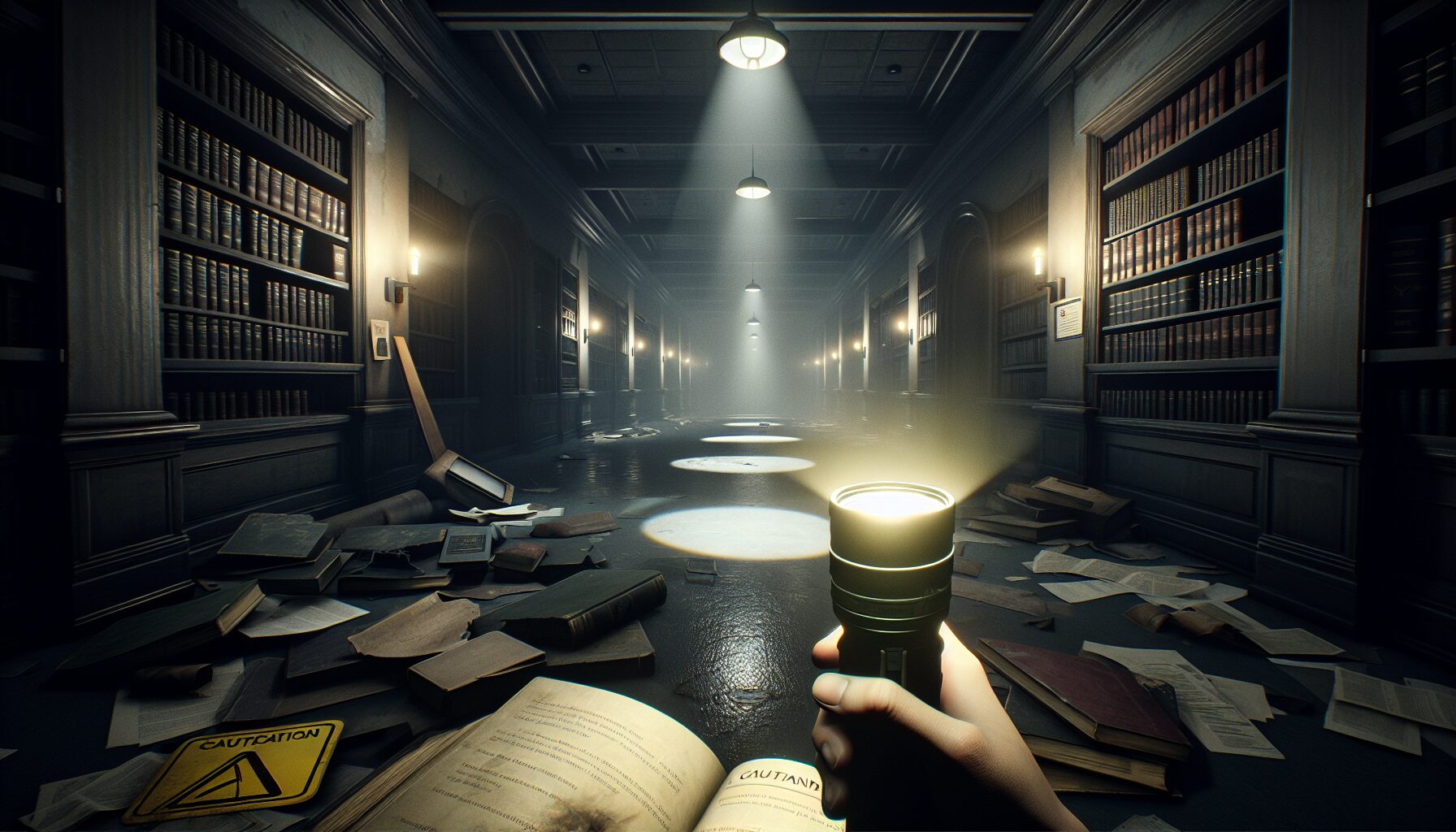 女鬼橋開魂路PC遊戲實機畫面，玩家在校園走廊探索逃脫