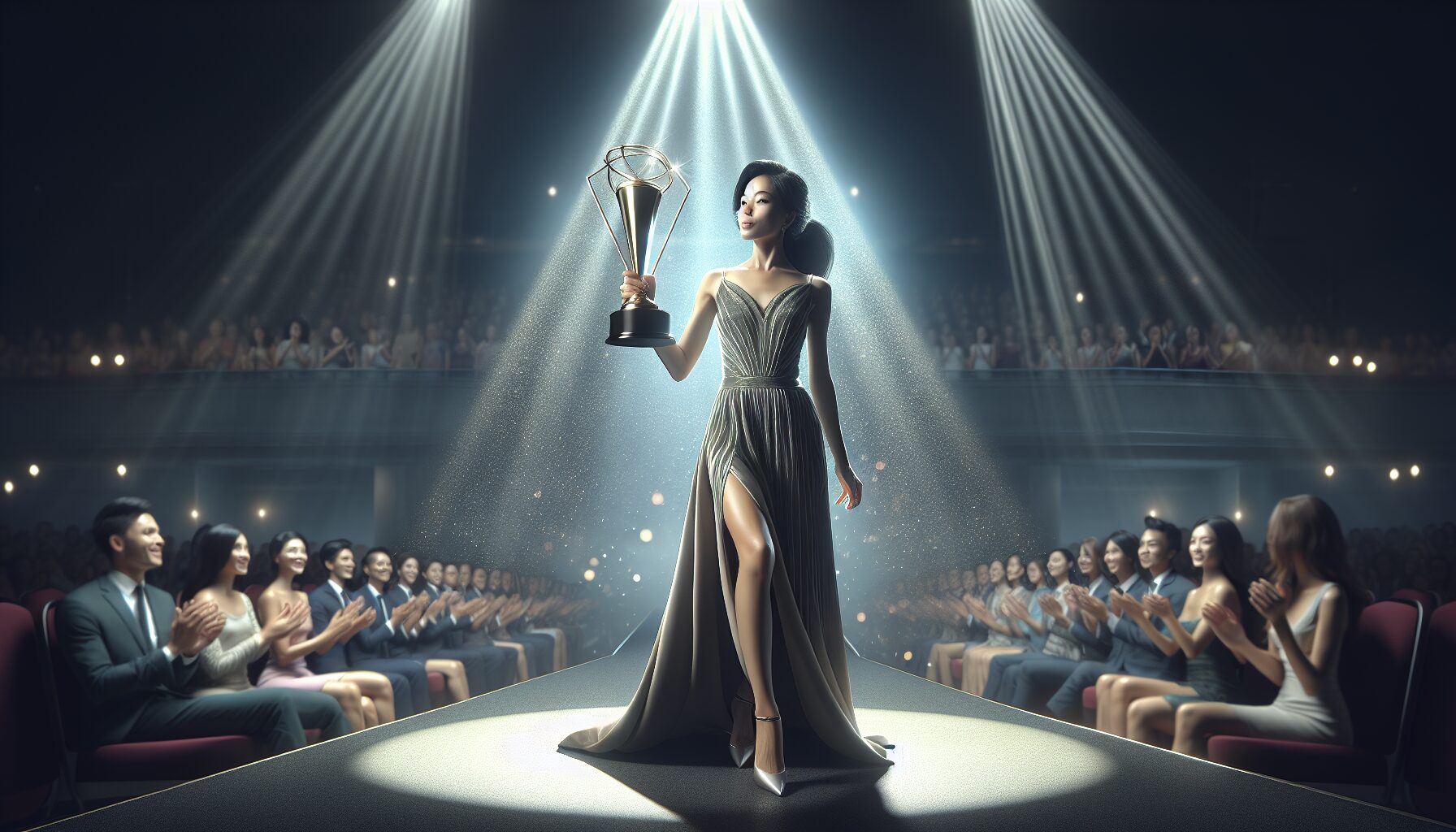 羊宮妃那於聲優獎新人賞頒獎典禮現場開心留影，手持獎座展現真摯喜悅