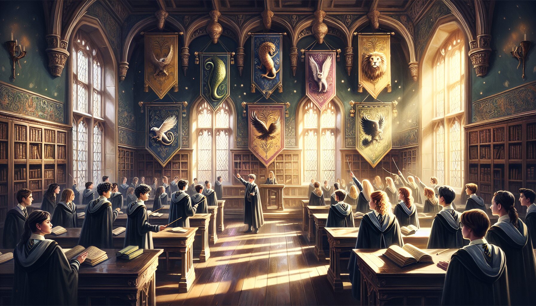 電影中經典魔法咒語戰鬥場景,展現奇幻視覺盛宴。