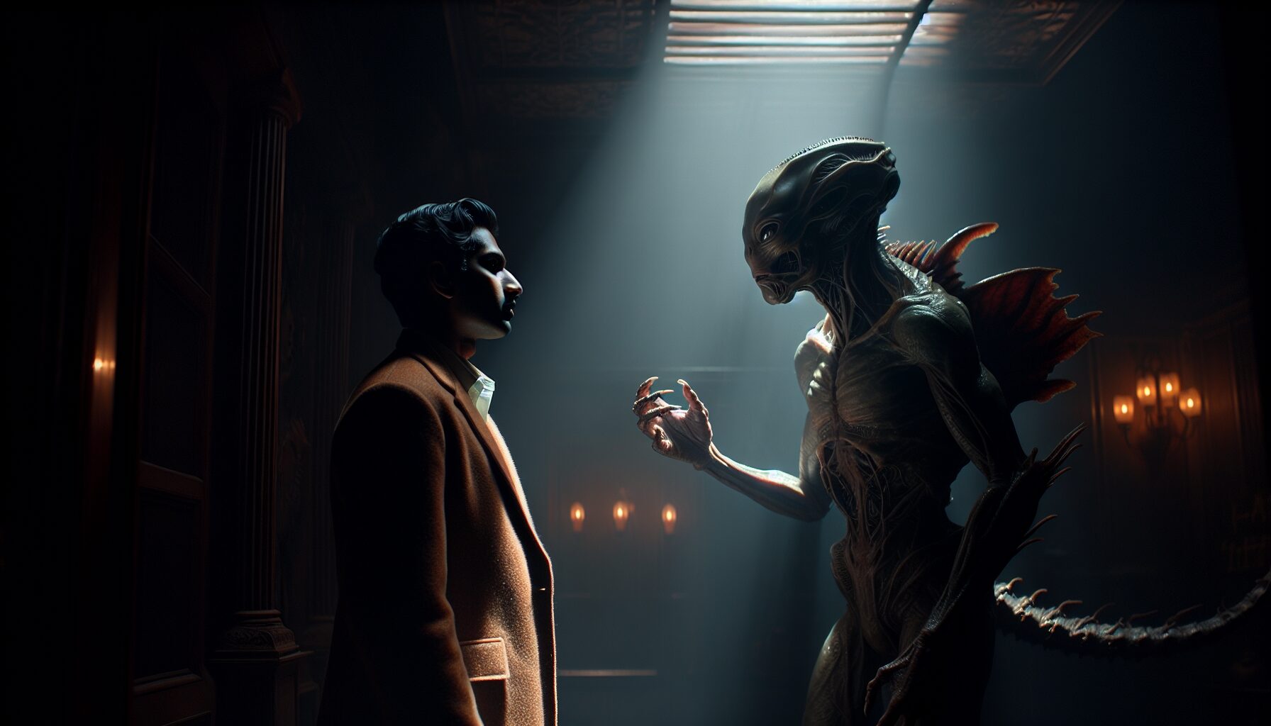 第一章語言解密介面，正與怪異生物互動