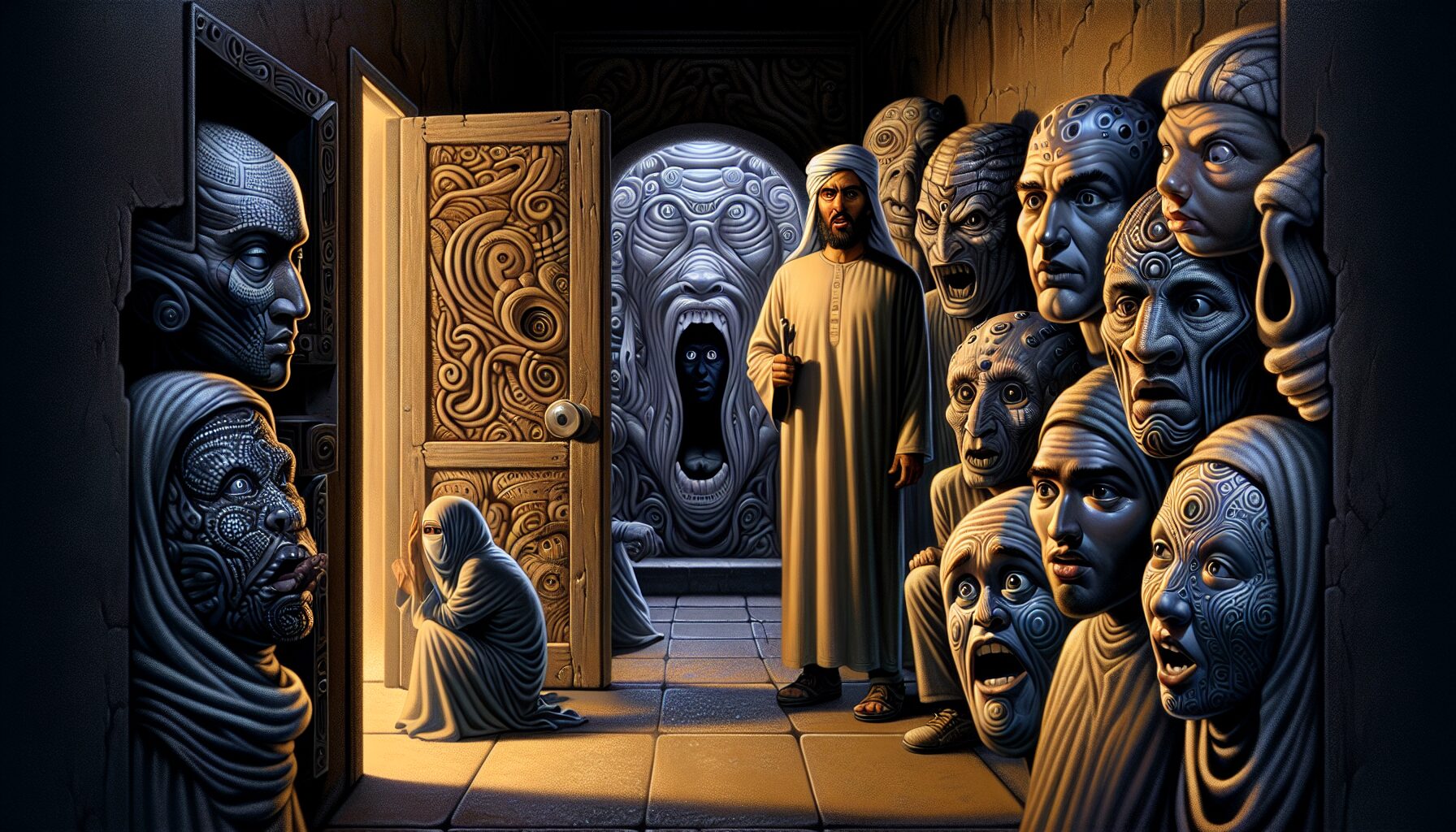 各種異界居民造型展示，細節充滿怪誕感