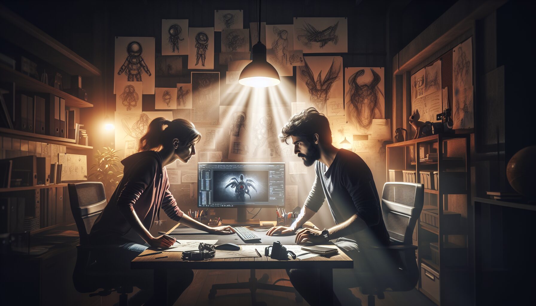 開發團隊成員帶著米塔同人立繪合照