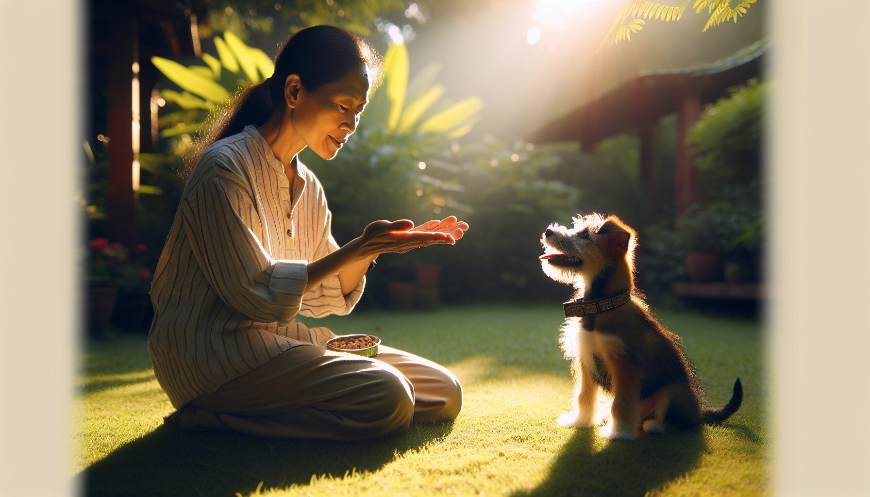 年輕剛毛獵狐梗訓練專注執行指令的樣貌