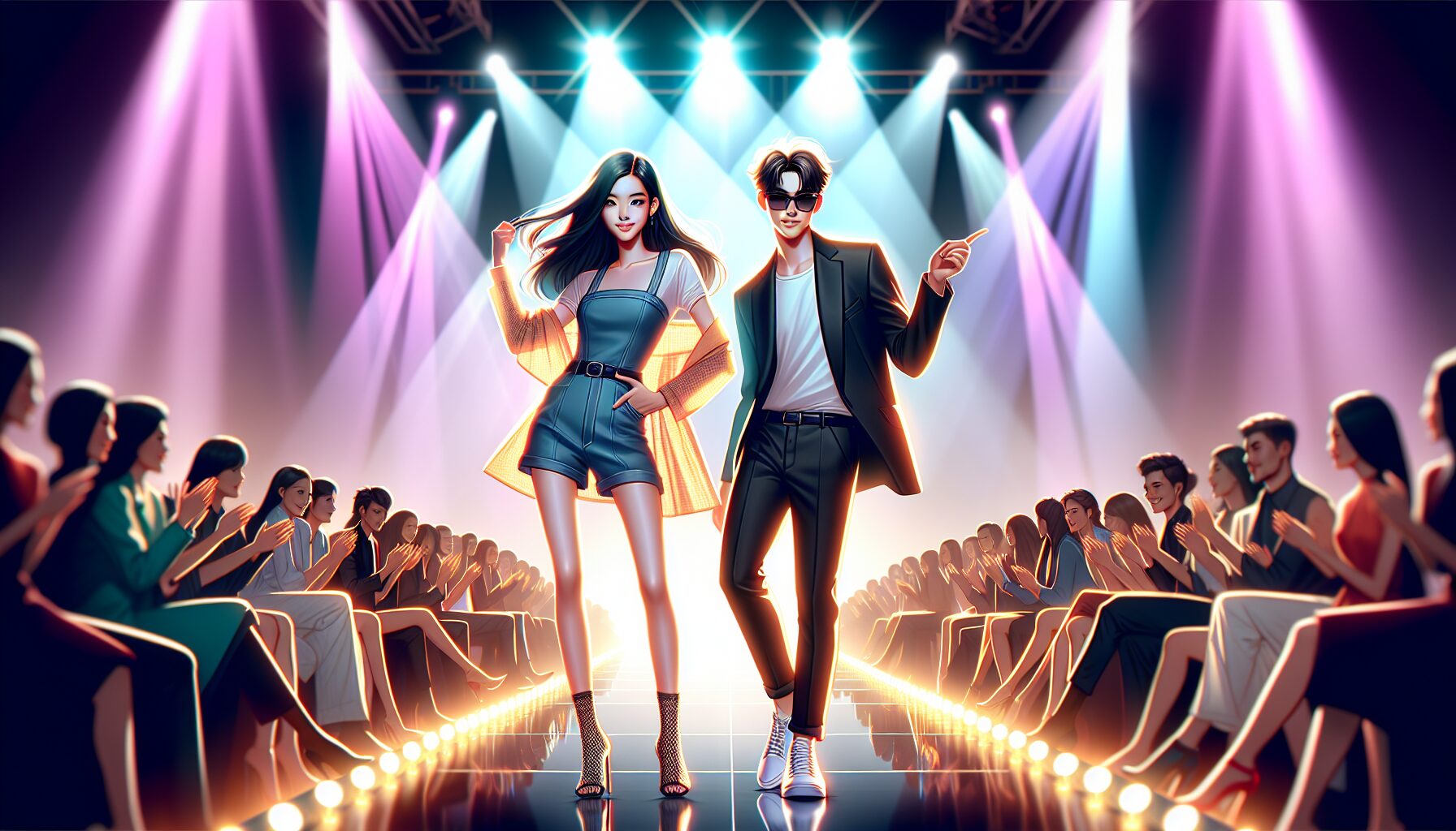 山田杏奈與長尾謙杜在時尚活動台上擺出「おもちポーズ」合照