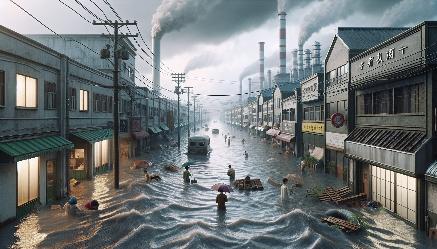 頂番婆地區工廠民宅泡水景象