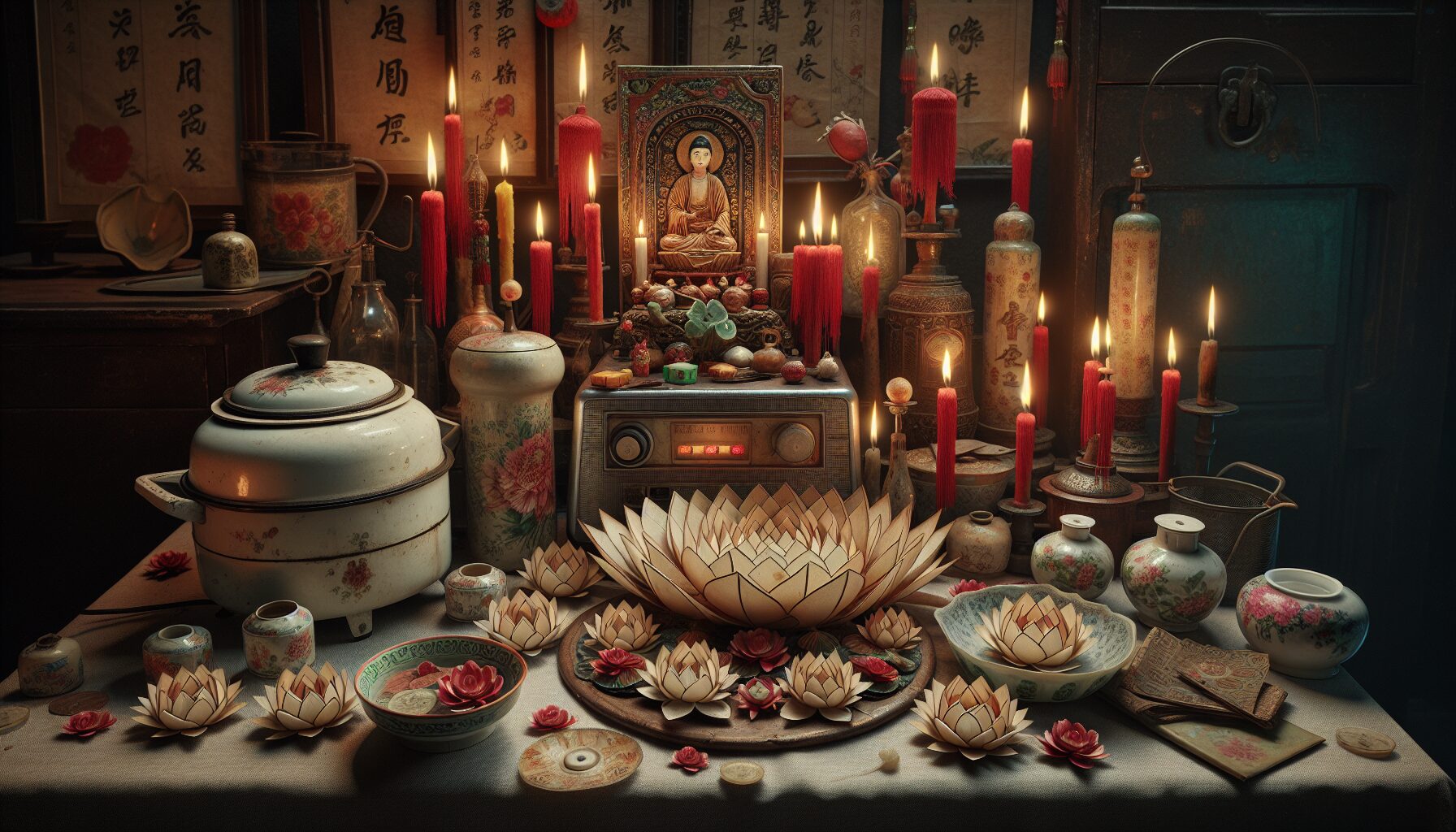 台灣八零年代家庭日常道具細節與民俗信仰場景