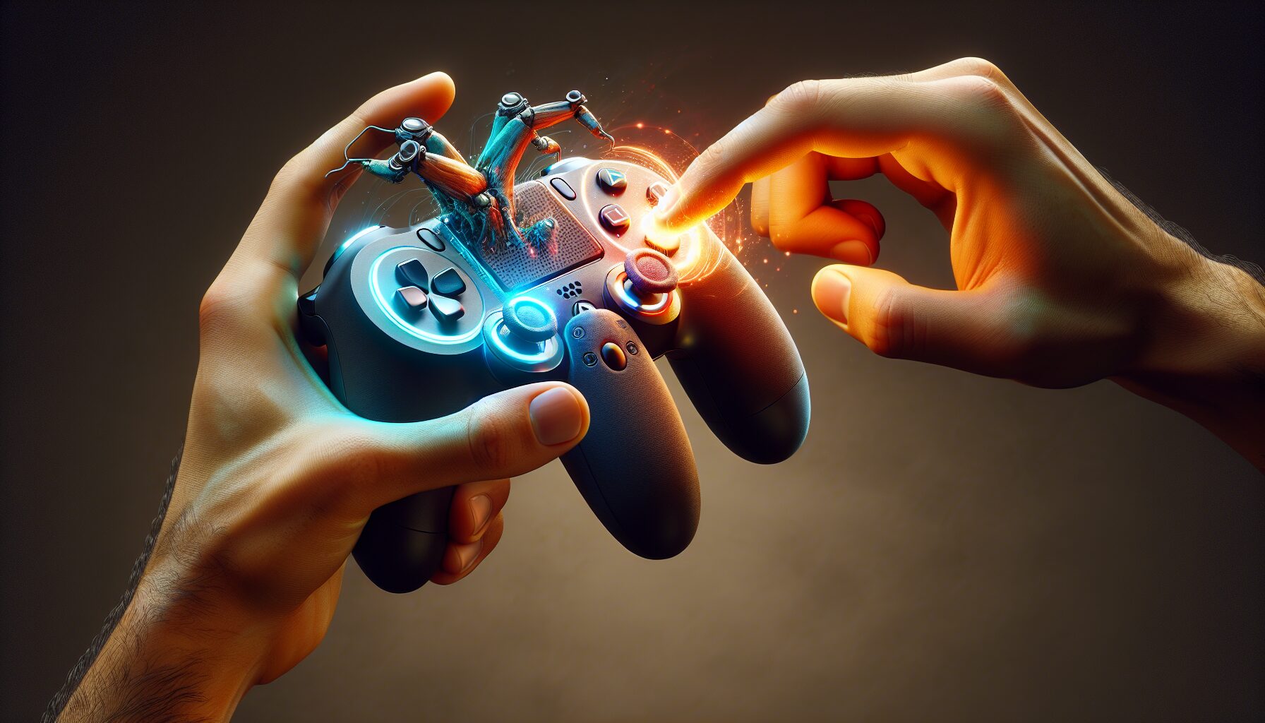 DualSense 內部動作原理示意（觸覺回饋與自適應扳機結構）