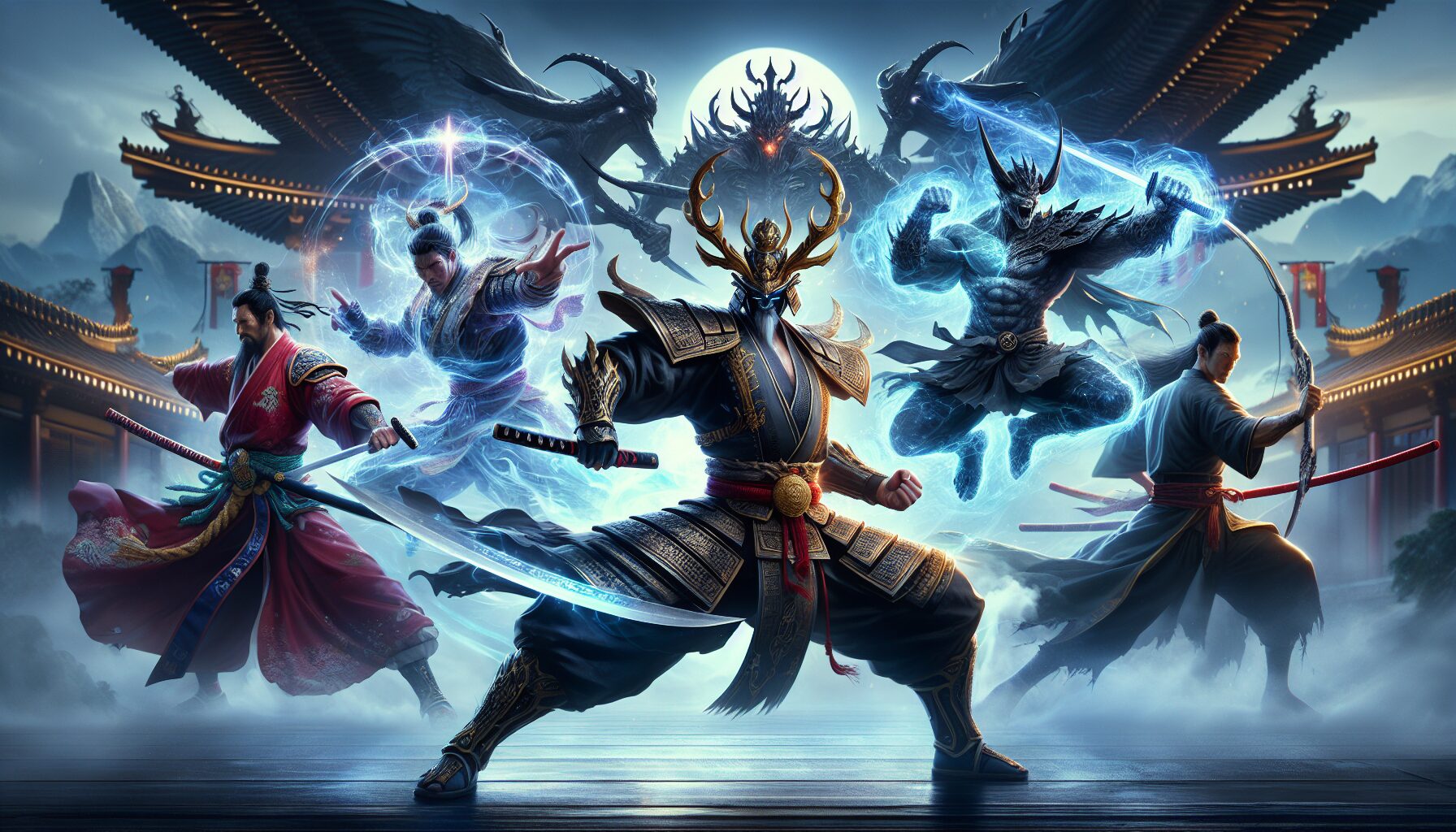 傑洛特等巫師經典角色聯動登場與四大神技玩法示意圖